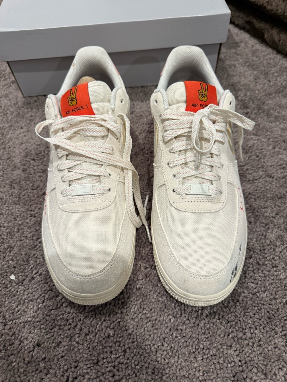 Nike Men's Air Force 1 Low - Cream with Orange Accent